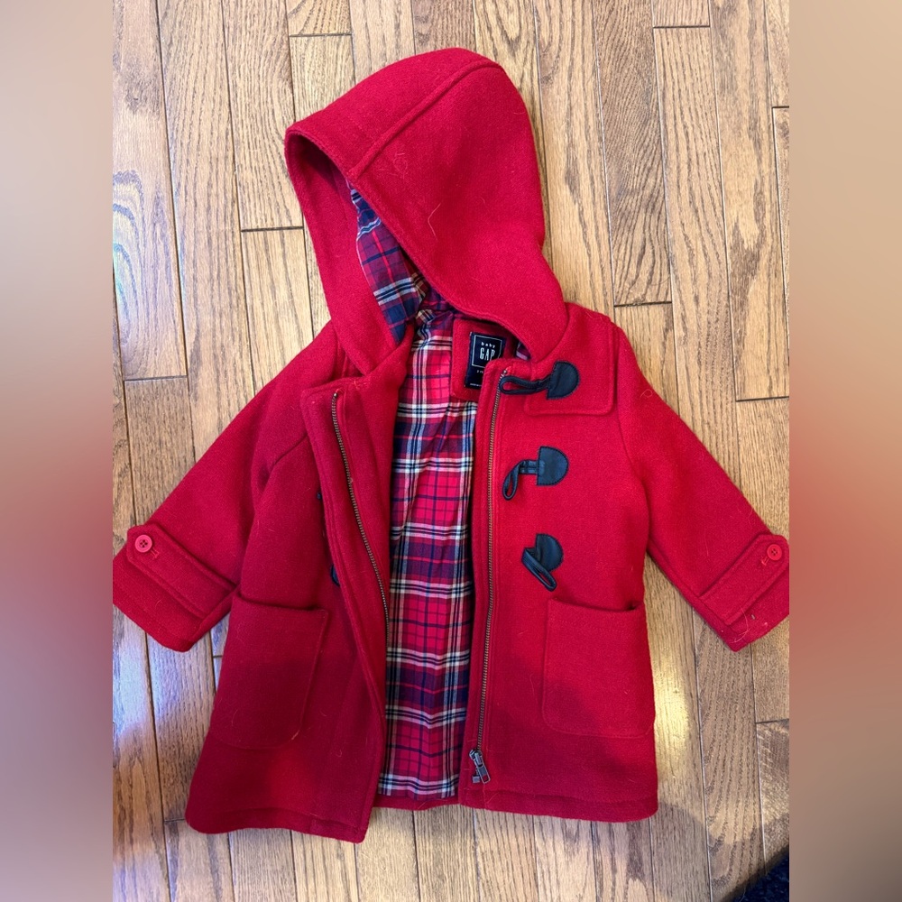 baby GAP Children’s Red Peacoat with zipper and toggle closures. Size 2 years.